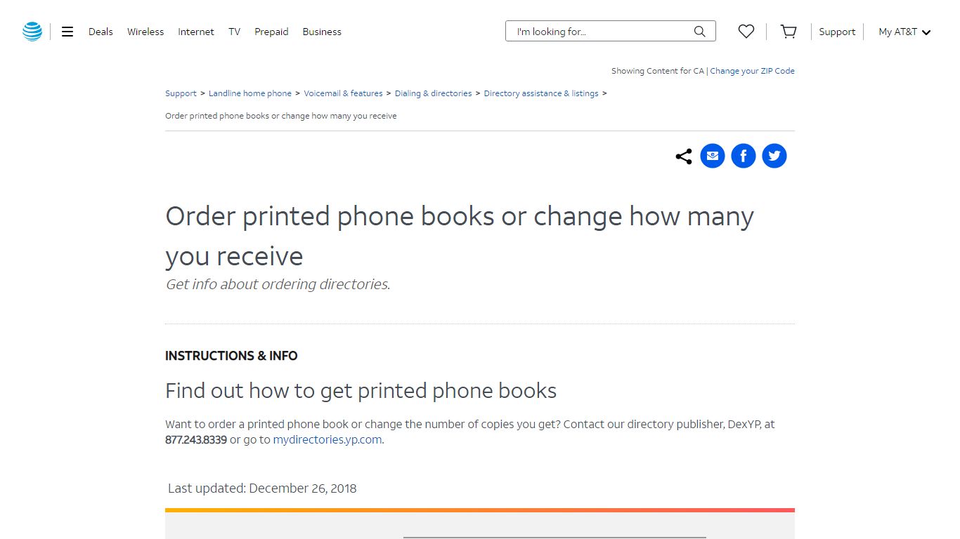 Order printed phone books or change how many you receive - AT&T